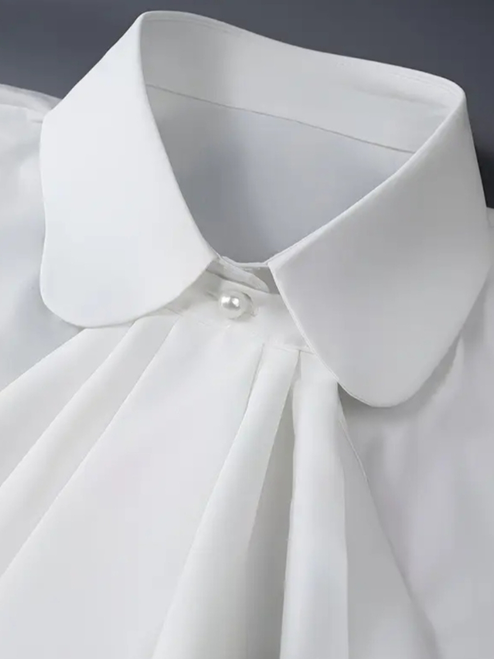 Detachable White Peter Pan Collar Bib with Pleated Jabot - Picture 5 of 5
